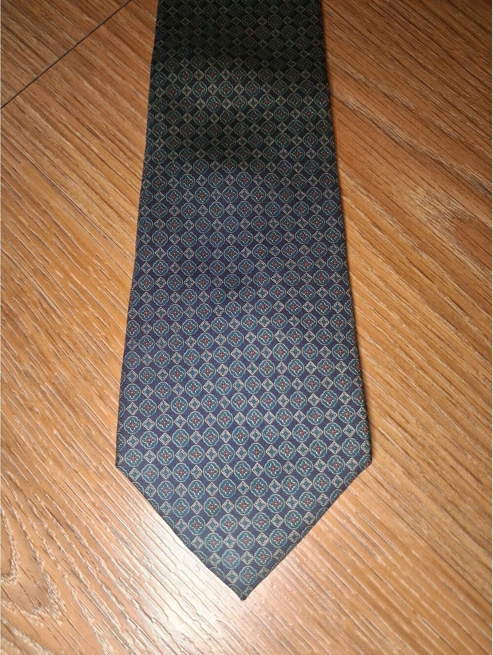 Christian Dior Silk Tie Navy Multicolor Geometric Floral